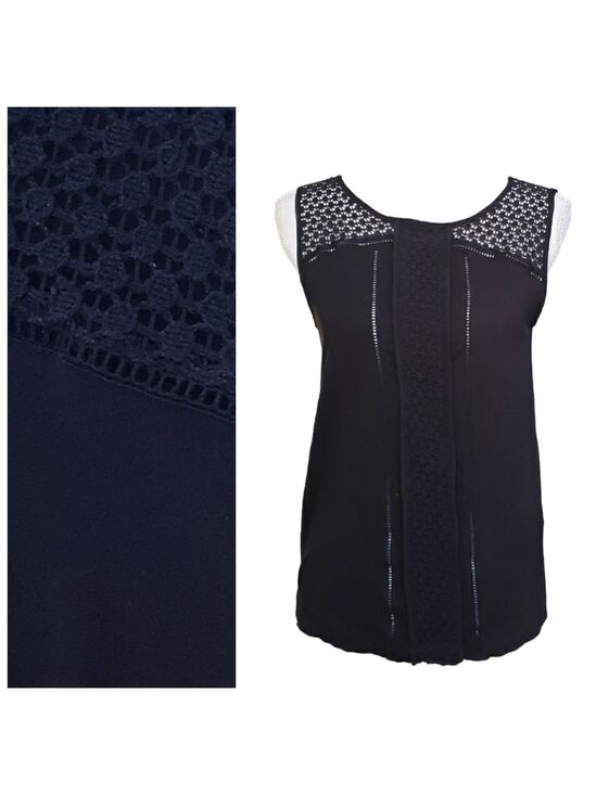 LOFT Tops - LOFT Women's Black Sleeveless Lace Trim Top Size M